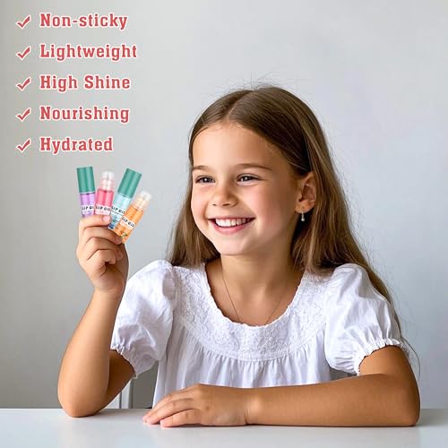12-Piece Fruit Flavored Lip Gloss Set for Girls - Moisturizing