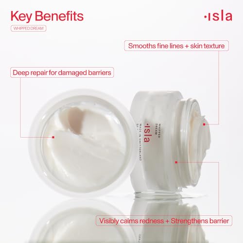 ISLA Whipped Dream Moisturizer, Deep Hydration, Smooth Texture & Dark Circle Reduction, Niacinamide, Murumuru Butter & Ceramides, Lightweight Barrier Repair Cream, 1.76 fl oz