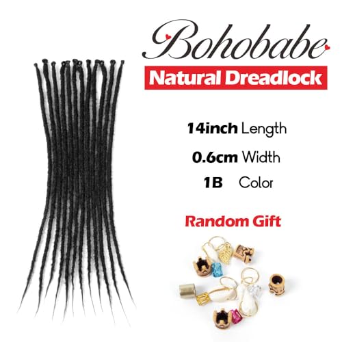 BOHOBABE 0.6cm Thin Synthetic Dreadlock Extensions 20 Inch 12 Strands Reggae Dreadlocks Extension Synthetic Dreads Loc 20" Black/Medium Auburn (12 Strands,T30)