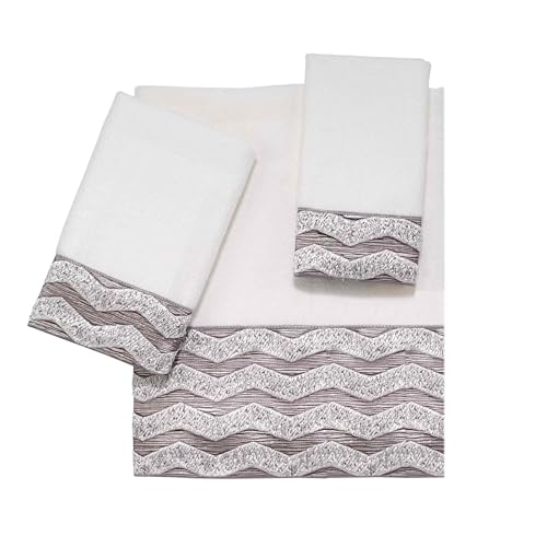 Avanti Linens - Washcloth, Soft & Absorbent Cotton Towel (Chevron Galaxy Collection, White)