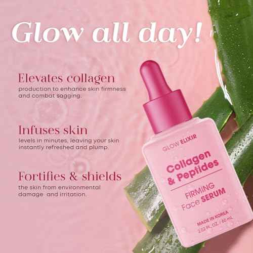 Glow Elixir Collagen & Peptides Face Serum ? Firming & Wrinkle Serum for Skin Repair, Fine Lines & Deep Wrinkle Treatment ? Dermatologist Tested Anti Aging Korean Skin Care ? Clean Beauty ? 2.02 Fl Oz