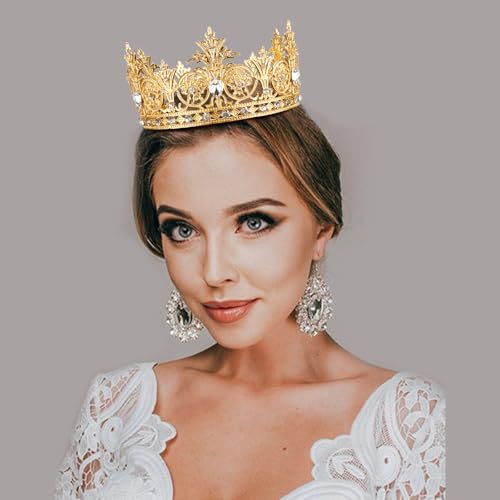 Aprince Gold Crown Queen Crown for Women Crystal Wedding Crowns and Tiaras for Women Rhinestone Princess Bride Crown Hair Accessories for Costume Birthday Party Pageant Prom