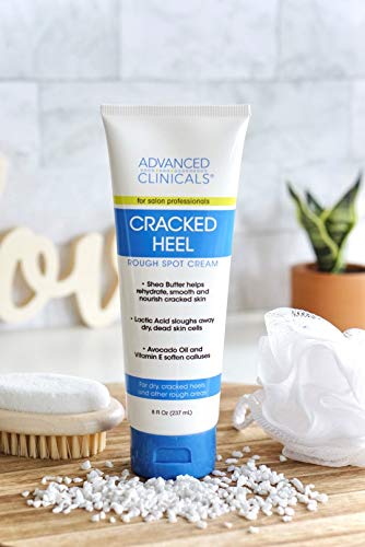 Advanced Clinicals Cracked Heel Foot Cream Skin Care Moisturizer Lotion For Feet W/Shea Butter | Helps Heal Cracked Skin, Rough Spots, Calluses, & Dry Skin | Foot Lotion | Hand Lotion| Large 8 Fl Oz