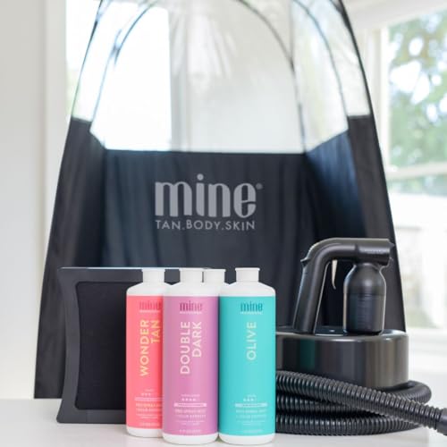 MineTan Spray Tan Folding Tent | Portable, Lightweight Pop Up Tanning Unit | Carry Bag, Black & 1/3 Clear | Designed - Professional Use, Mobile or Home Use | Great - Mobile Spray Tanner Techs