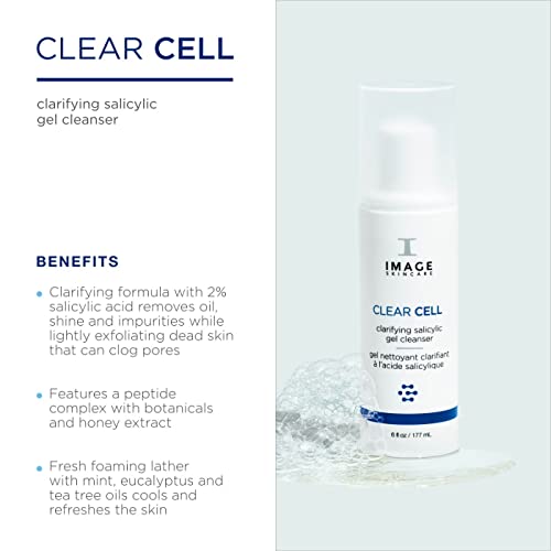 IMAGE Skincare, CLEAR CELL Salicylic Gel Cleanse, Gentle Foaming Face Wash Removes Excess Oil and Shine for Oily Prone Skin