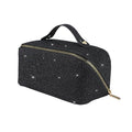 KEYPOWER Large Capacity Glitter Sequin Cosmetic Bag Travel Makeup Bag Sparkly and Shiny Portable Toiletry Bag with Handle for Women (Black)