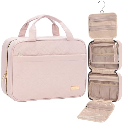 NISHEL Hanging Travel Toiletry Bag for Women, Pink