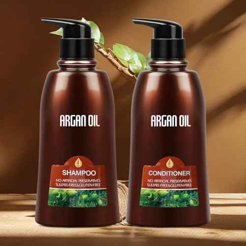 2 Pack Natural Organic Sulfate Free Moroccan Argan Oil Shampoo and Conditioner Sets - Color Safe Treatment, UV Protection, Intense Moisturizing Smooth For Dry, Damaged, Frizzy Hair