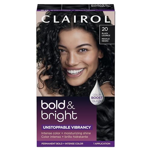 Clairol Bold & Bright Permanent Hair Dye Black Licorice 5.48 oz (20 Black) – Color Kit