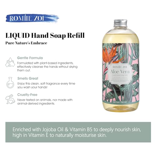 ROMIIE ZOI Liquid Hand Soap Refill, Jasmine, Gentle & Moisturizing Formula, 750 ML/ 26 FLOZ