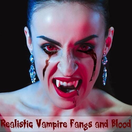 Halloween Fake Blood Makeup Kit with 3-Size Vampire Teeth