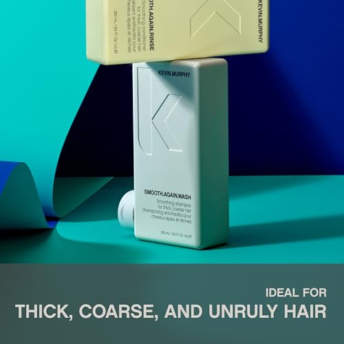 KEVIN.MURPHY SMOOTH.AGAIN WASH - Frizz Control Shampoo - For Thick, Coarse & Unruly Hair - Moisturising Shampoo for Hair Hydration - Sulphate & Paraben Free - 250 mL / 8.4 fl oz (Pack of 2)