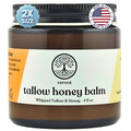 Beef Tallow Balm for Skin -2 Ingredients- Grass-Fed Grass-Finished Beef Tallow & Raw Honey for Skin - Unscented Beef Tallow Honey Balm for Face & Body - Sensitive Dry Skin Eczema Psoriasis Rosacea