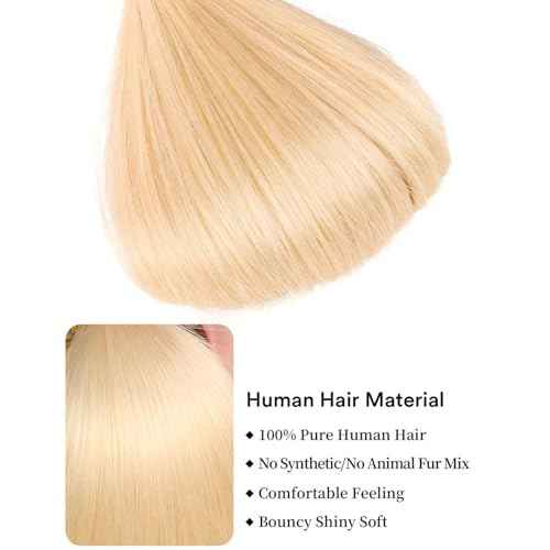 613 Bundles Human Hair Extensions 100g/Bundle 613 Color Real Human Hair Extensions For Women Light Blonde Color Human Hair Bundles 2-3set Can Be Full Head (Straight Hair, 24 Inch)