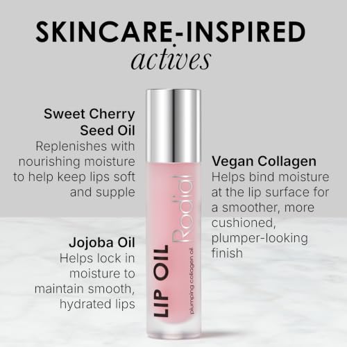 Rodial Original Plumping Collagen Lip Oil 0.14 fl oz – Vegan Lip Oil with Cherry, Jojoba & Macadamia
