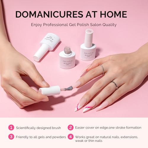 MelodySusie Blush Pink Builder Gel Set - 6 Colors, Thickening UV Nail Extension, Soak Off, Rhinestone Nail Glue Gift for Women