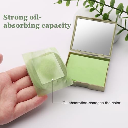 Oil Blotting Sheets for Face - 300 Sheets with Mirror & Puff
