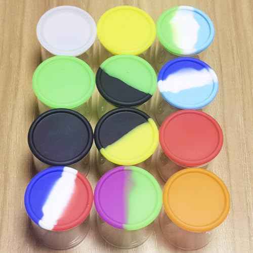 15ml Silicone Glass Wax Containers Airtight with Silicone Lid Concentrate Jars Multi Use (50)