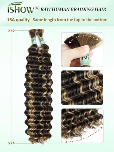 ISHOW 15A Deep Wave Virgin Human Hair 22 Inch Ombre Honey Blonde
