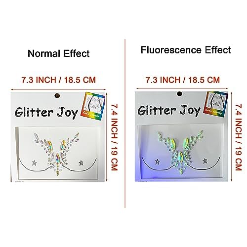 Glow in The Dark Body Gems Stick on Luminous Body Jewery Glitter Women Makeup for Festival Party, 2-Pack