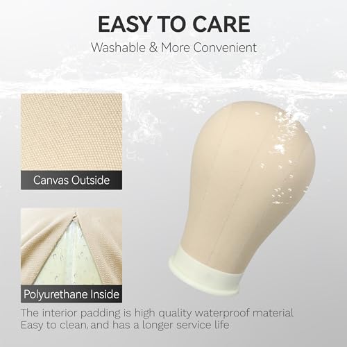 22 Inch Canvas Wig Head Mannequin for Styling & Display