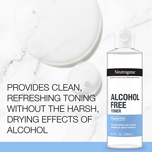 Neutrogena Alcohol-Free Gentle Daily Fragrance-Free Face Toner to Tone & Refresh Skin, Toner Gently Removes Impurities & Reconditions Skin, Hypoallergenic, 8 fl. oz