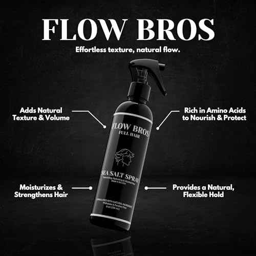 Flow Bros Sea Salt Spray for Hair ? Texturizing & Volumizing Sea Salt Spray with Natural Ingredients, Vitamin B5 & Amaranth Seed Extract ? Light Natural Finish, Alcohol, Paraben, Phthalate Free ? 8oz