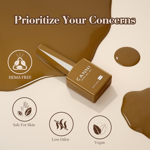 CANNI 9ML Gel Nail Polish Set - Chestnut Cake Nude Shades UV LED Soak Off, 6 Colors