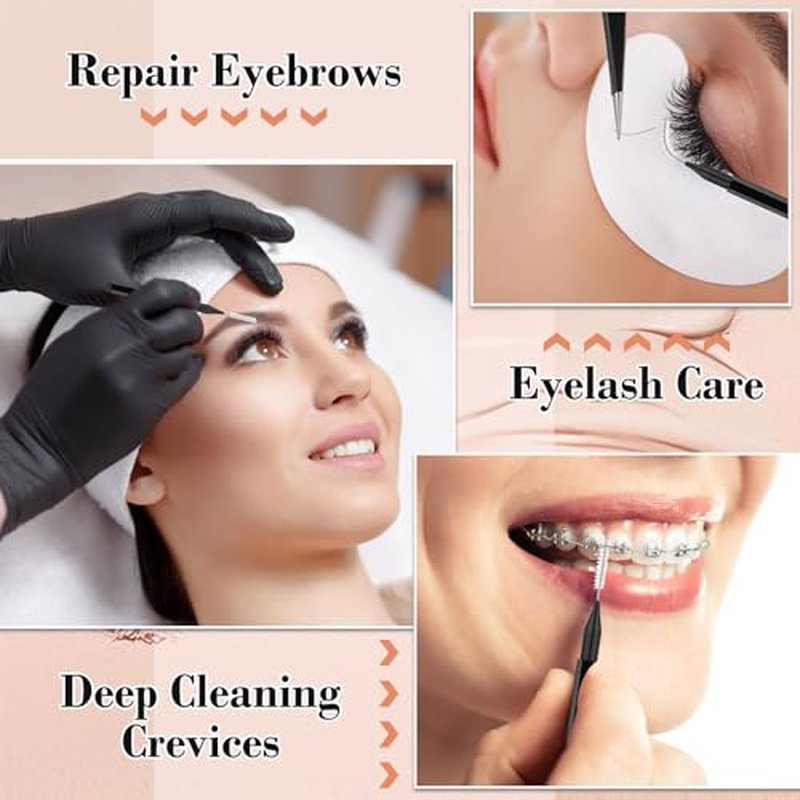 MAPVOLUT 120PC Micro Eyebrow Brushes with Caps - Ideal for Tinting & Lifting