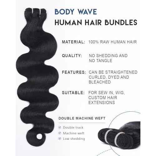 Lucklady 16A Raw Bundles Human Hair Body Wave, 3 Bundles 18 20 22 Inch Body Wave Bundles Human Hair, Triple Lifespan Virgin Remy hair