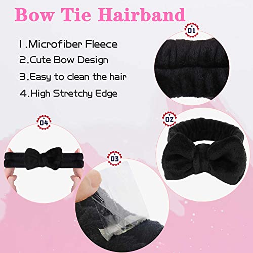 WSYUB Black Makeup Headband & Wristbands Set for Face Washing & Spa