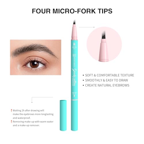 Zyrrhex 2-In-1 Eyebrow Pencil, Dual-ended Eyebrow Pen, Micro-Fork Tips Liquid Eyebrow pen & Ultra-fine Brow Pencil, Precise Brow Pen Gifts for Women - Black