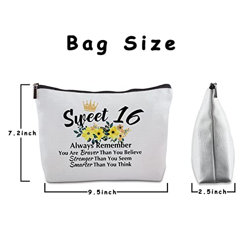 Sweet 16 Gifts for Her Zipper Travel Makeup Bag Sweet Sixteen Gifts for Sister Best Friend Sweet 16 Gifts for Niece Daughter 16th Birthday Gifts Ideas