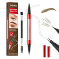 Eyebrow Pencil for Women - Microblading Eyebrow Pen with Dual-Ended Design featuring 2-Fork Tip & Fine Single Brush-Tip, Waterproof, Creates Natural Hair-Like Strokes, Long-Lasting Light Brown