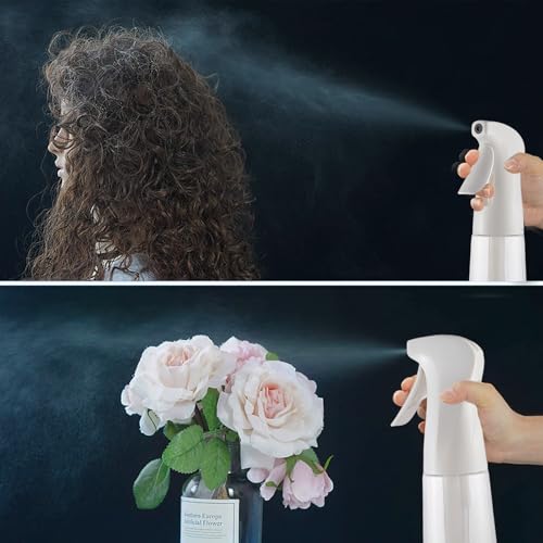 TANSHINE 6.8oz Continuous Spray Bottle for Hair & Plants, Fine Mist Refillable Plastic Mister, Clear