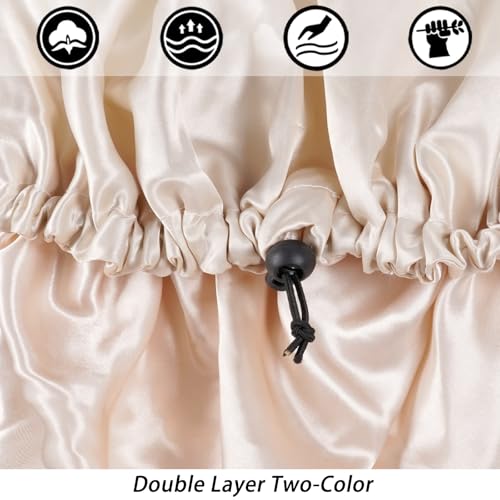 Satin Silk Sleep Bonnet for Curly Hair - Adjustable Double-Layer
