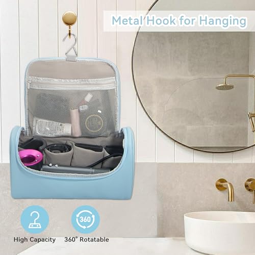 Portable Travel Case Compatible with Dyson Airwrap Multifunction Curling Iron And Accessories, Travel Bag With Hook, Stores All Models of Curling Irons And Accessories (Sky blue)