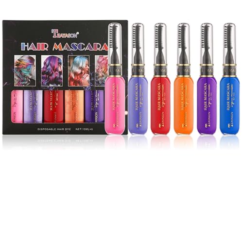 Temporary Hair Color Mascara - 6 Washable Shades for DIY Looks