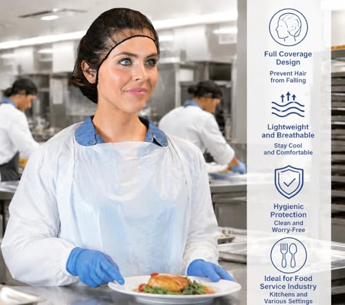 Disposable Hair Net Caps 100 Pack Black Food Service