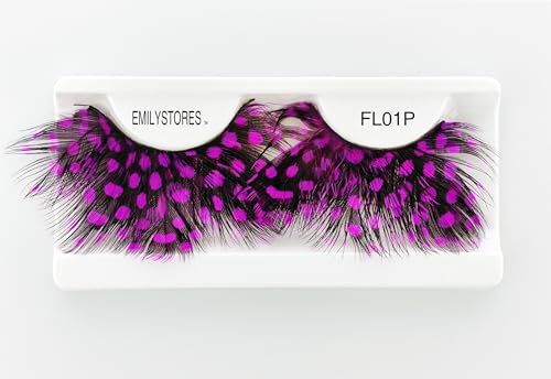 Pink Faux-Feather False Eyelashes - Halloween Costume