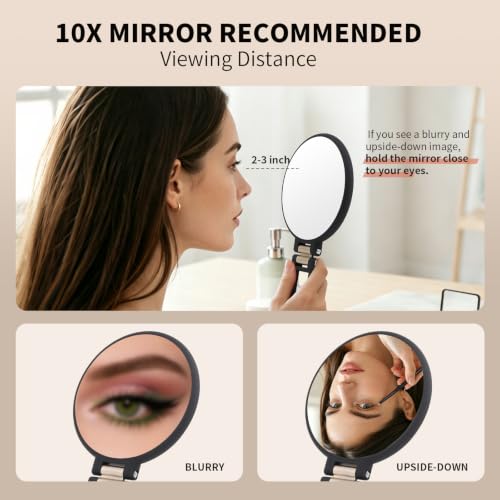 DUcare 10X Magnifying Hand Mirror Double-Sided Makeup Mirror