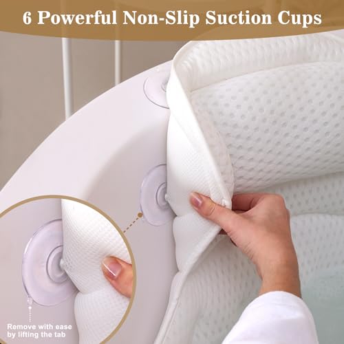 Ergonomic Bath Pillow with 4D Air Mesh & Suction Cups