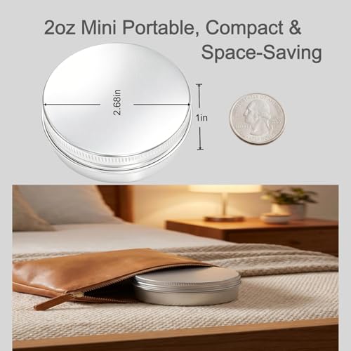 12 Pack 2oz Round Refillable Aluminum Tins with Screw Lids