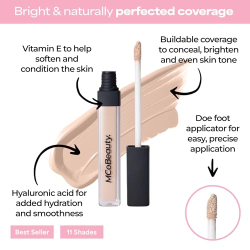 MCoBeauty - Brighten & Perfect Cream Concealer - 2 Light Fair - Hydrating Corrector Medium Coverage Blemish & Under Eye Concealer - With Vitamin E, Hyaluronic Acid & Aloe Vera