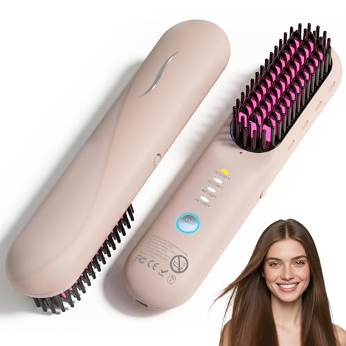 GEVOODIX Cordless Hair Straightening Comb - Mini Travel Brush