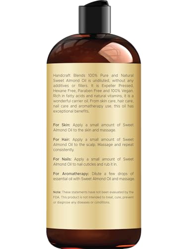 Handcraft Blends Sweet Almond Oil 16 Fl Oz | Pure Carrier Oil