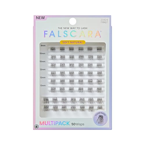 Falscara Lash Clusters Wisps - 50 Reusable Soft Natural 8-14mm