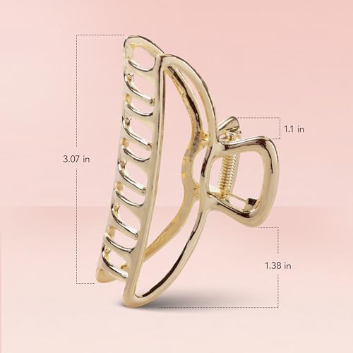 Kitsch Open Shape Metal Hair Claw Clip for Women - Elegant Gold Finish