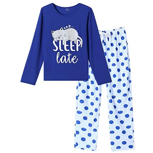 VENTELAN Women Pajamas Cute Christmas Bear Sleepwear Long Sleeve Stripes Loungewear