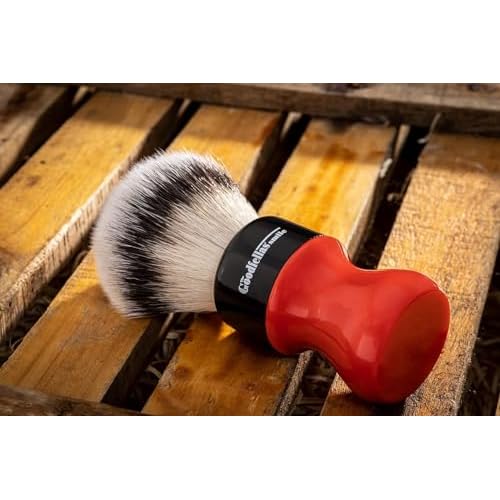 The Goodfellas Smile Synthetic Shaving Brush (Red Evil), Oversized 26 mm Brush Knot for a Fabulous Lather